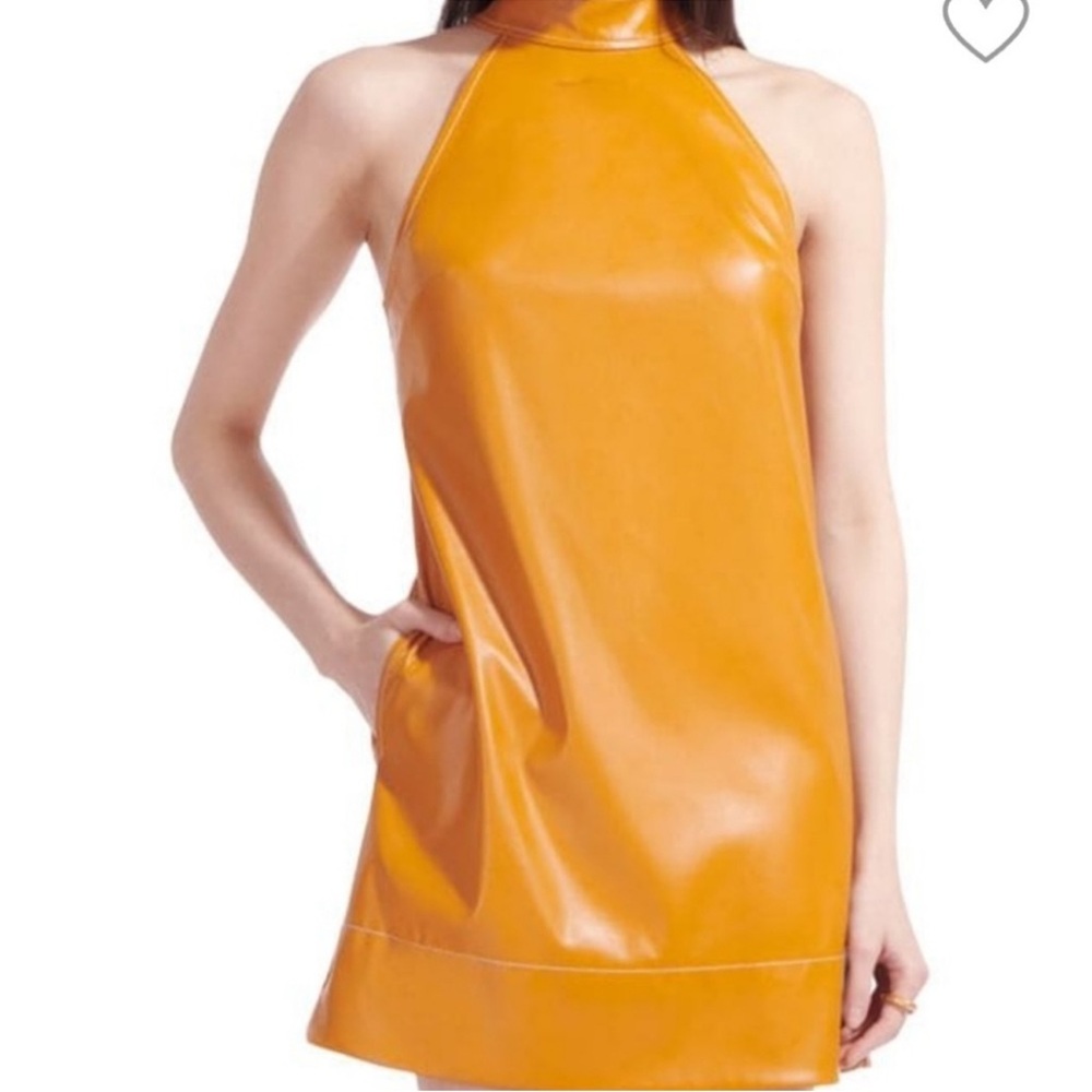 STAUD Staud Sicily Vegan Leather, halter Mini Dress
Orange Size 2 NWT MP$295